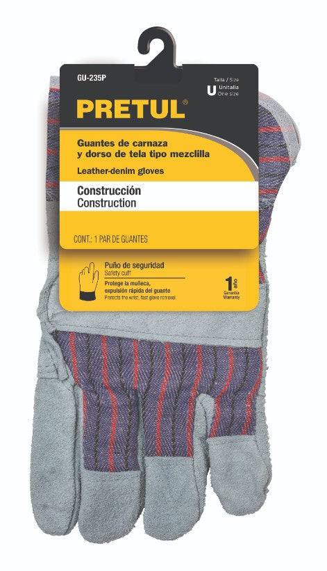Pretul GU-235P Guantes de carnaza y loneta, unitalla, Pretul