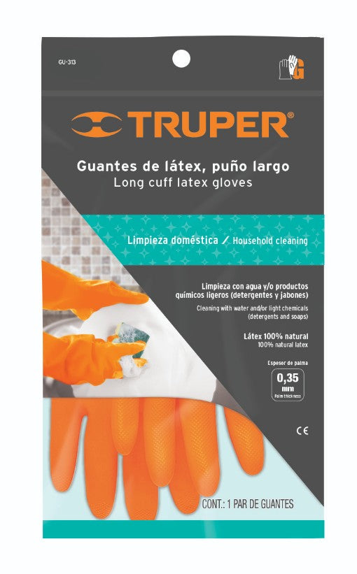 Truper GU-313 Guantes de latex para limpieza, grandes