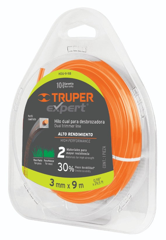 Expert HDU-9-118 Hilo para desbrozadora dual, en blister, 9 m, 0.118'