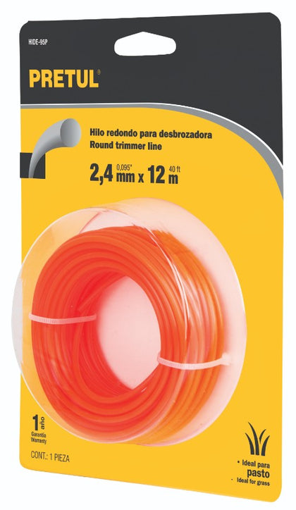 Pretul HIDE-95P Hilo redondo para desbrozadora, 12 m, 2.4 mm, Pretul