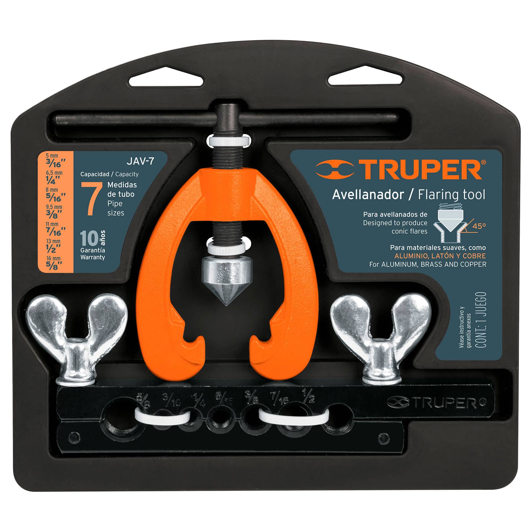 Truper JAV-7 Juego de avellanador, 3/16' a 5/8', 2 piezas