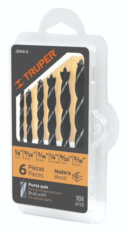 Truper JBMA-6 Juego de brocas para madera, 6 piezas