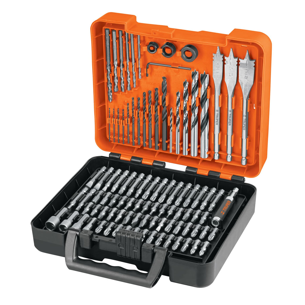 Truper JBPUN-100 Juego de 100 brocas y puntas en estuche plástico