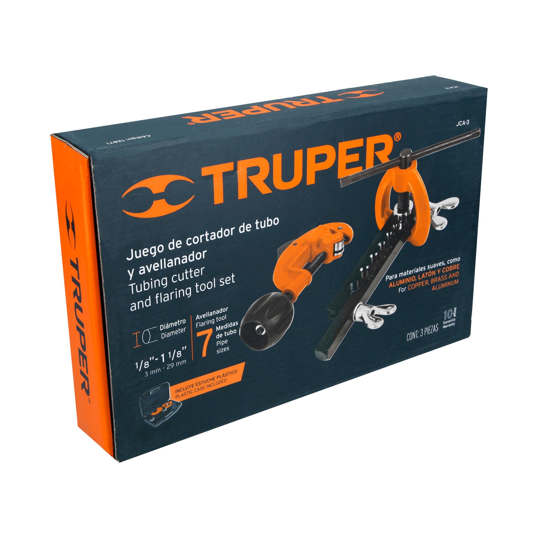 Truper JCA-3 Juego de cortador de tubo y avellanador, 3 piezas