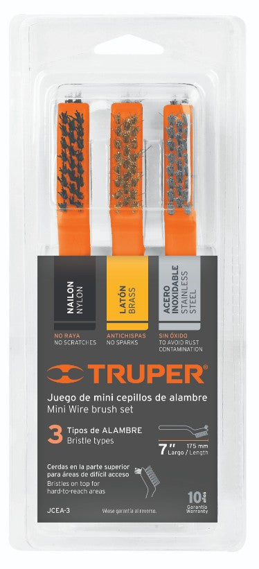 Truper JCEA-3 Juego de 3 mini cepillo de alambre