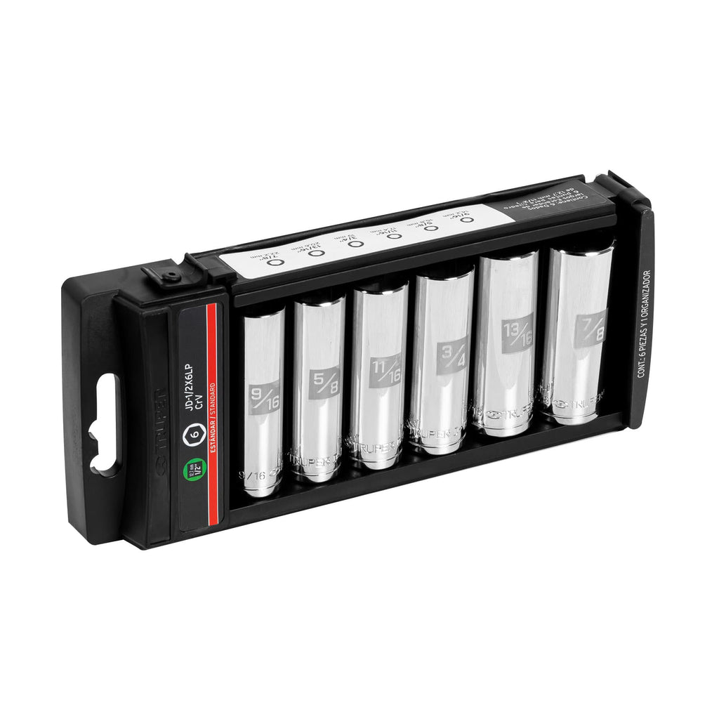Juego de 6 Dados Largos 1/2" (Std) - Truper JD-1/2X6LP