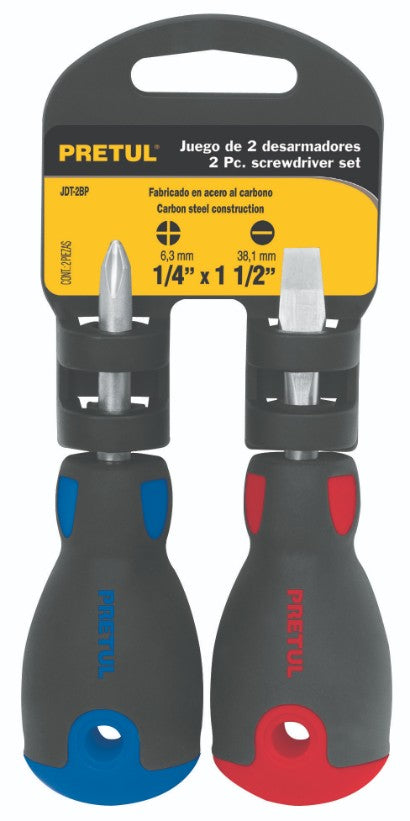 Pretul JDT-2BP Juego desarmadores, tipo trompo, 2 pzas,Comfort Grip, Pretul