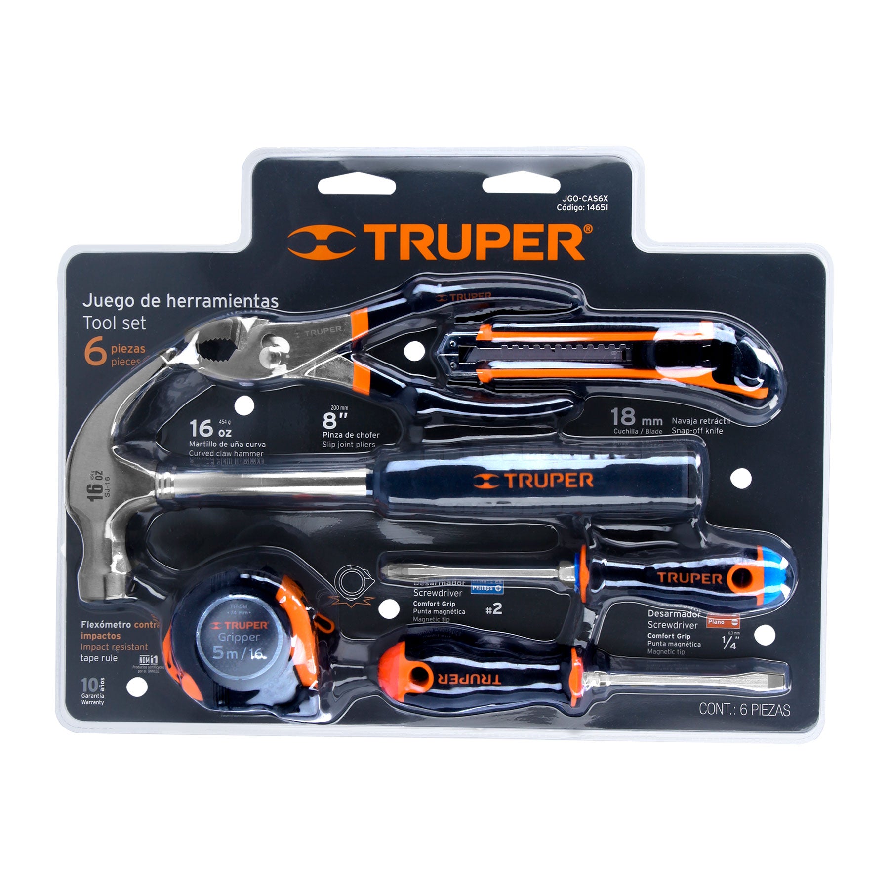 Truper JGO-CAS6X Juego casero de herramientas, 6 piezas