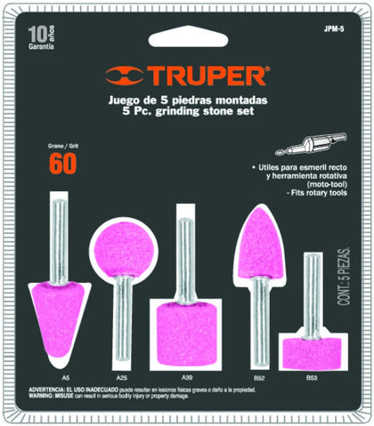 Truper JPM-5 Juego de 5 piedras montadas zanco 1/4', uso general