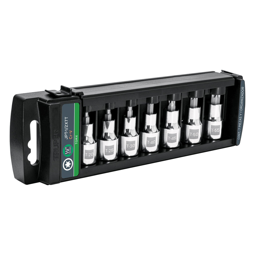 Juego de 7 Dados con Punta Torx 1/2" - Truper JPT-1/2X7T