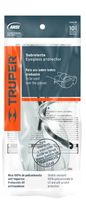 Truper LESO-TR Lentes de sobreponer, mica transparente, Safe