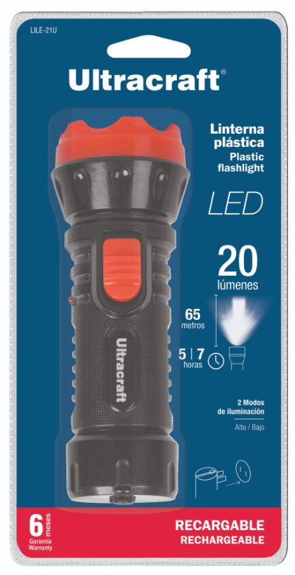 Ultracraft LILE-21U Linterna recargable de Led, 40 lúmenes, Ultra