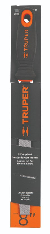 Truper LPB-8T Lima plana, bastarda, 8' con mango doble inyección