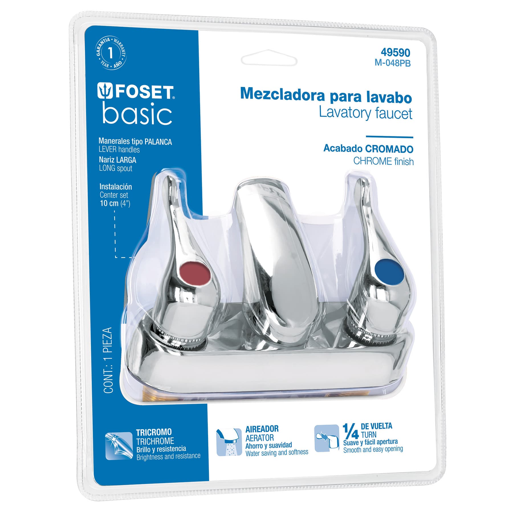 Foset M-048PB Mezcladora para lavabo, manerales palanca, Basic, blister