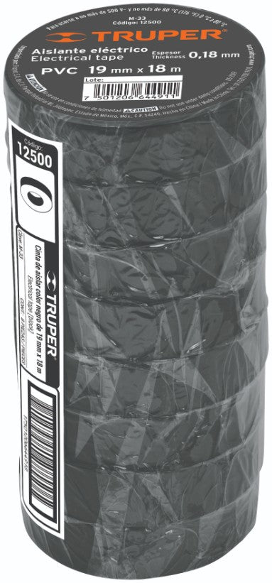 Truper M-33 Cinta de aislar # 33, 18m, negra