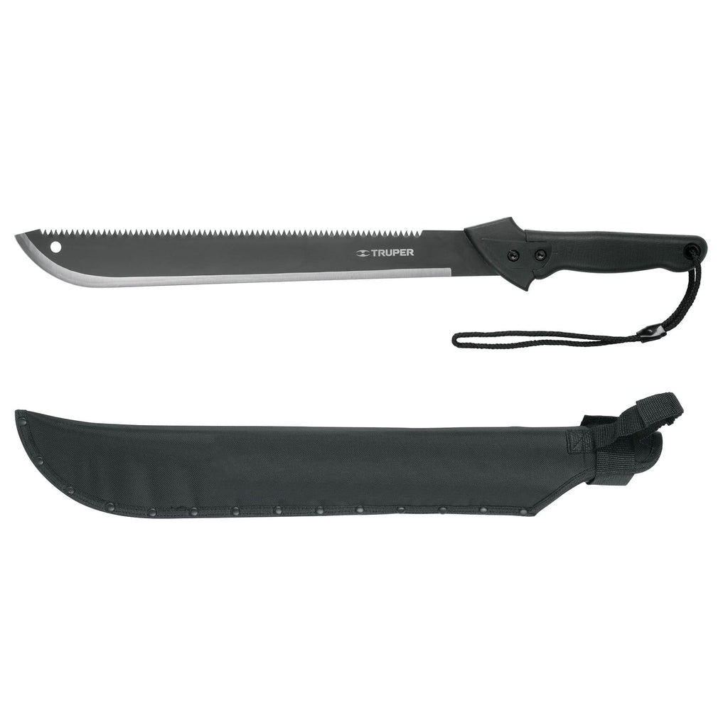 Truper MACH-18X Machete doble filo, 18' con mango inyectado y funda