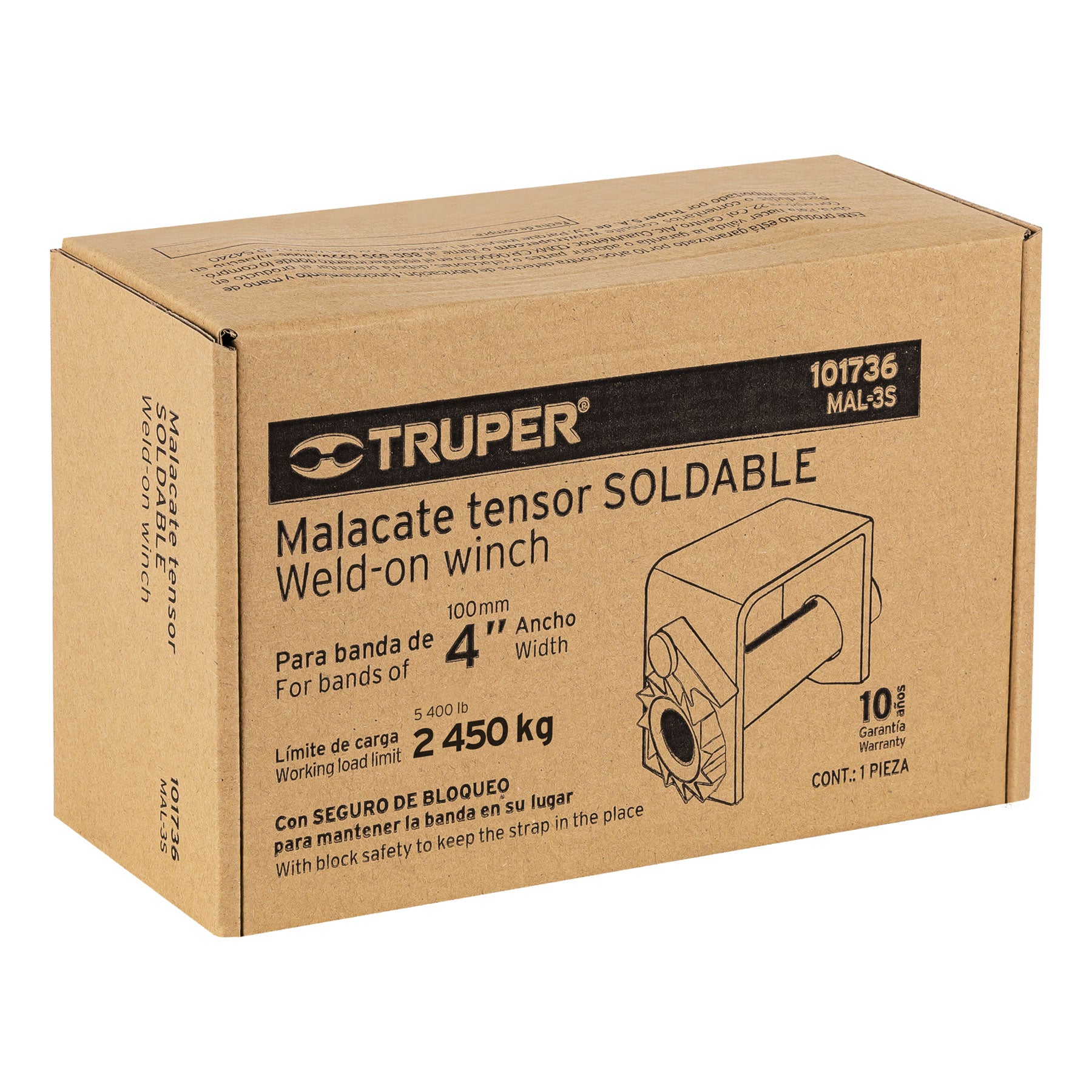 Truper MAL-3S Malacate soldable para banda de 4' ancho