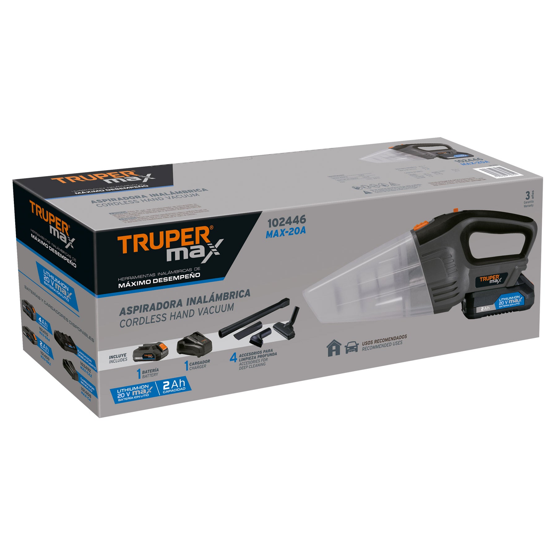 Truper MAX-20A Aspiradora inalámbrica, 20V, Truper MAX