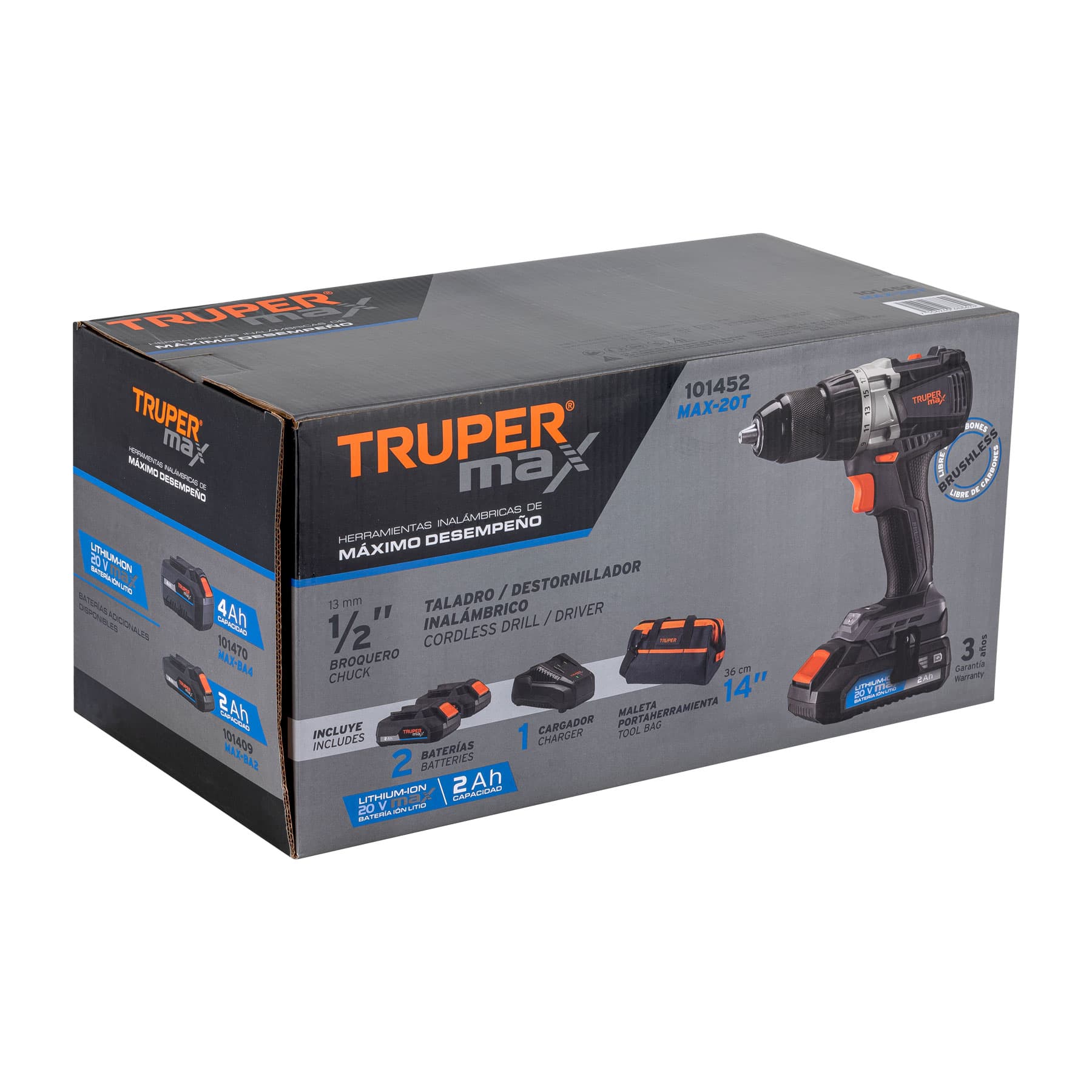 Taladro Inalámbrico 1/2" 20V Brushless - Truper Expert MAX-20T