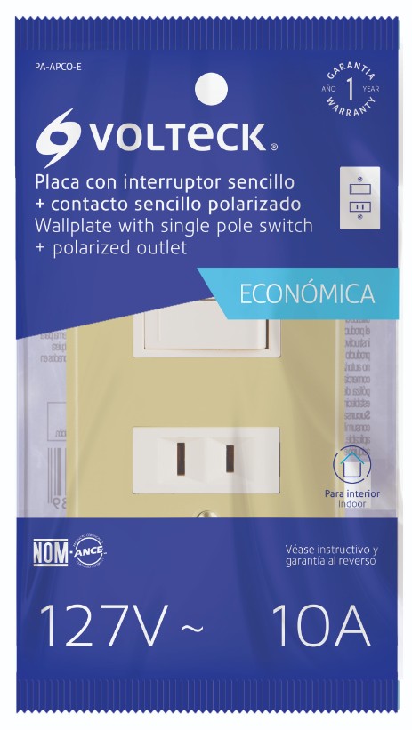 Volteck PA-APCO-E Placa armada contacto e interruptor, línea Económica