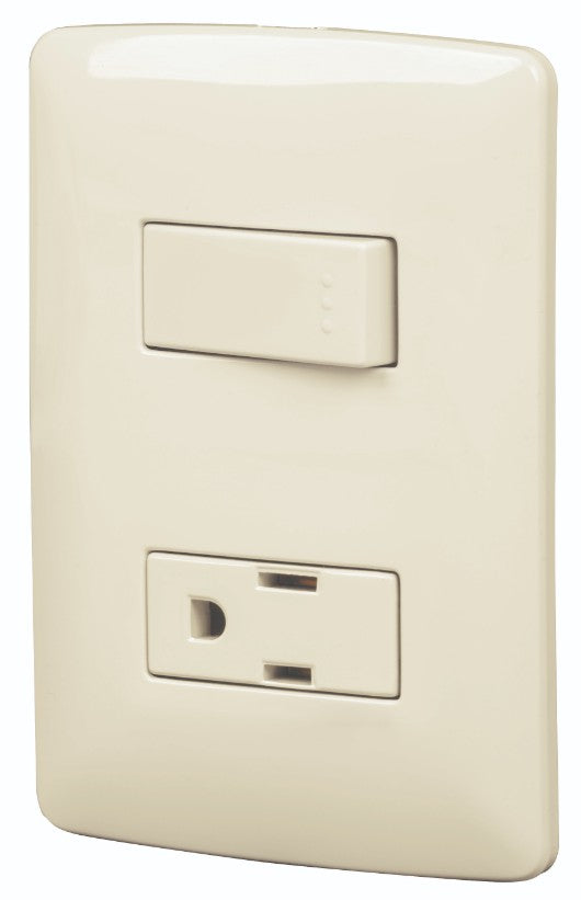 Volteck PA-APCO-I Placa armada contacto e interruptor, marfil, línea Italiana
