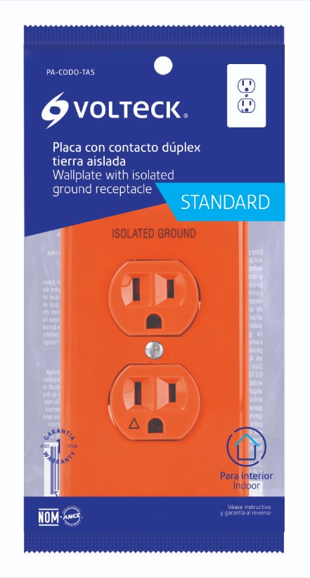 Volteck PA-CODO-TAS Placa armada contacto tierra aislada, línea Standard