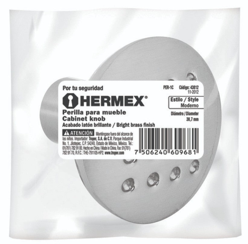 Hermex PER-011 Perilla, niquel satinado, estilo Contempo