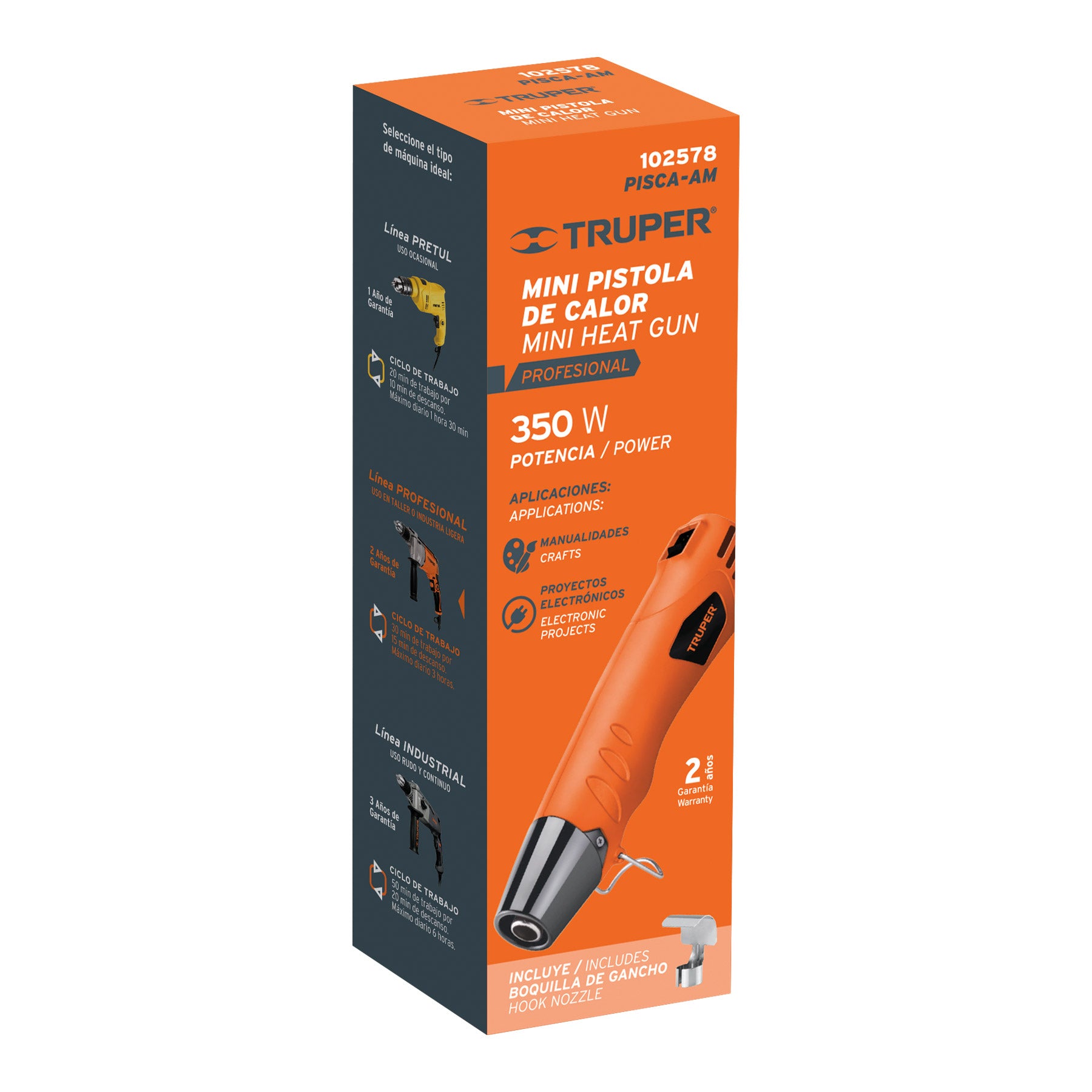 Truper PISCA-AM Mini pistola de calor 350 W, profesional
