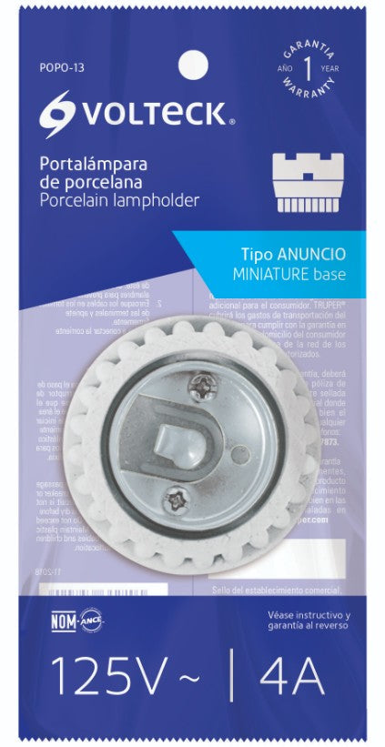 Volteck POPO-13 Portalámpara de porcelana, tipo anuncio, Volteck
