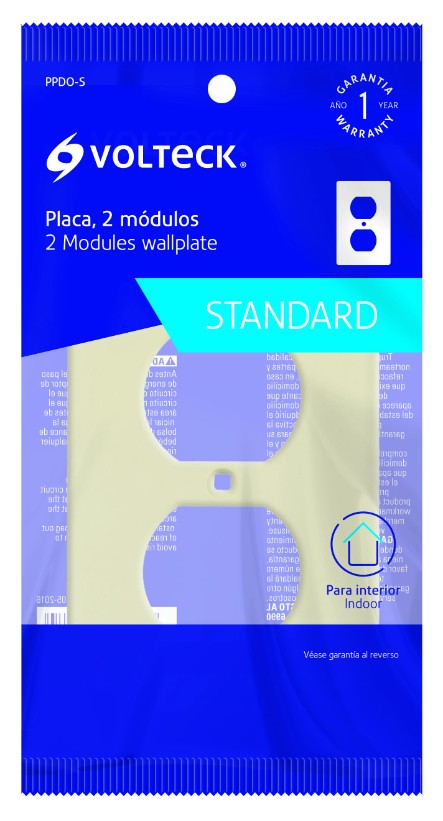 Volteck PPDO-S Placa de ABS dúplex, Standard, marfil