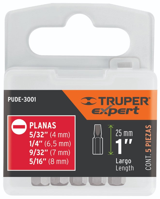 Expert PUDE-3001 Juego de puntas planas combinadas, 1', 5 piezas, Expert