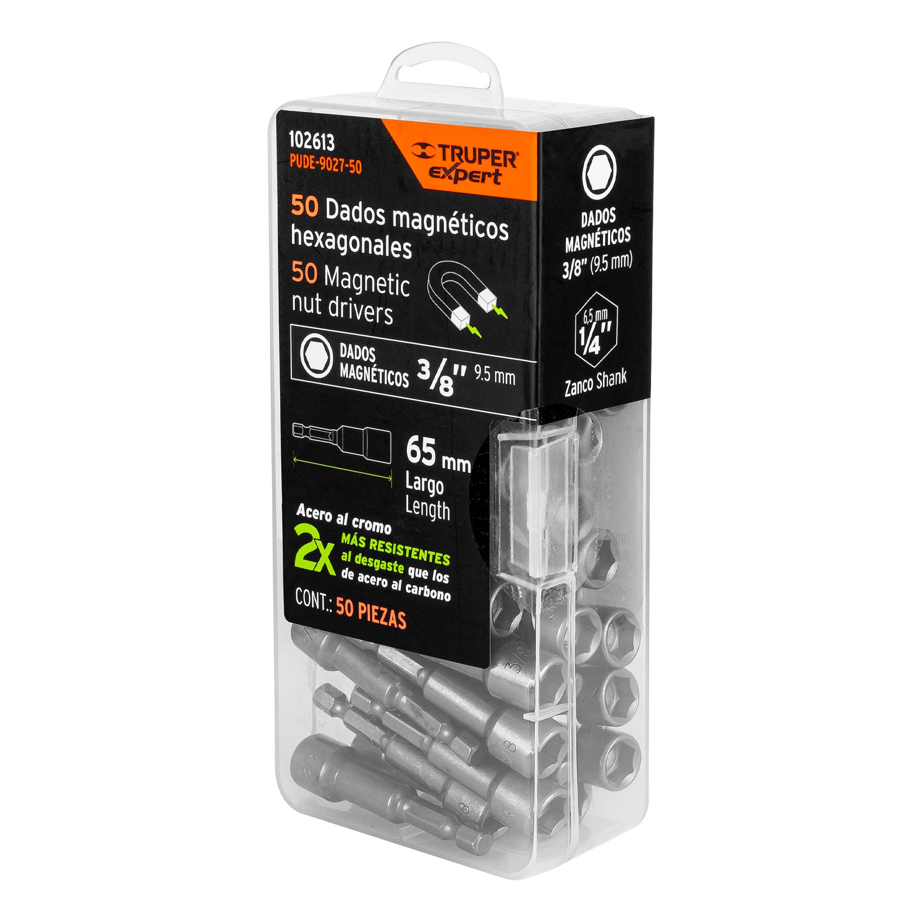 Estuche con 50 Dados Magnéticos 3/8" x 2" - Truper PUDE-9027-50