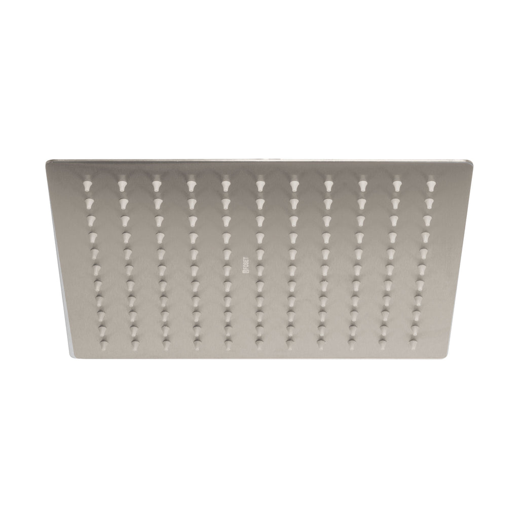 Foset R-310SN Regadera satín 10' plato cuadrado delgado sin brazo, Riviera