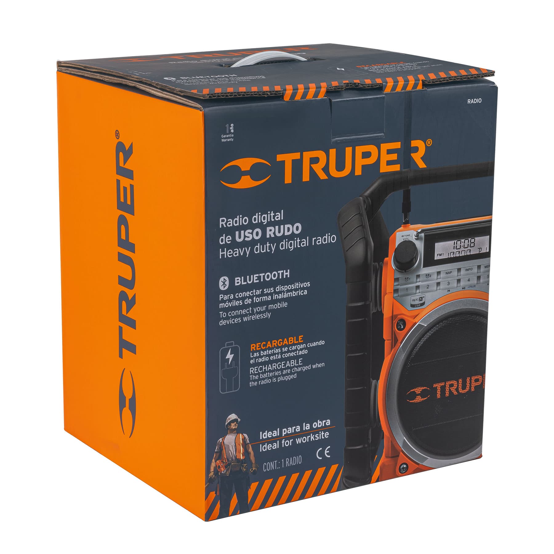 Truper RADIO Radio digital, AM/FM, pantalla LCD, resistente al agua
