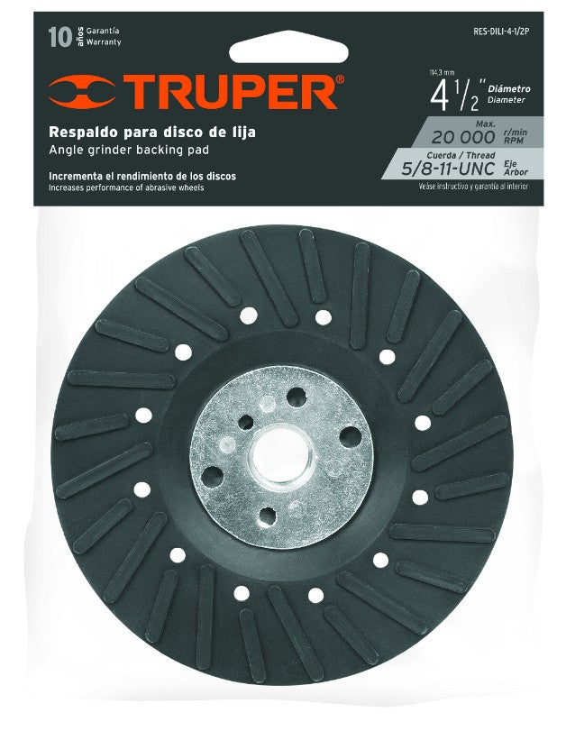 Truper RES-DILI-4-1/2P Respaldo para discos de lija 4-1/2', eje 5/8-11