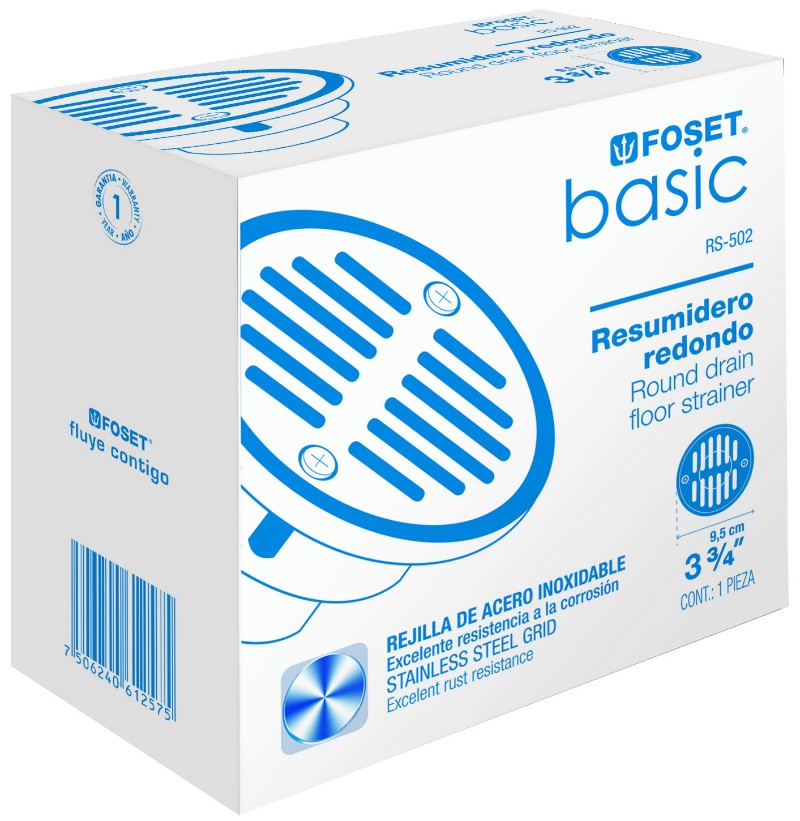 Foset RS-502 Resumidero polipropileno, redondo, modelo 'A', 3-3/4', Basic