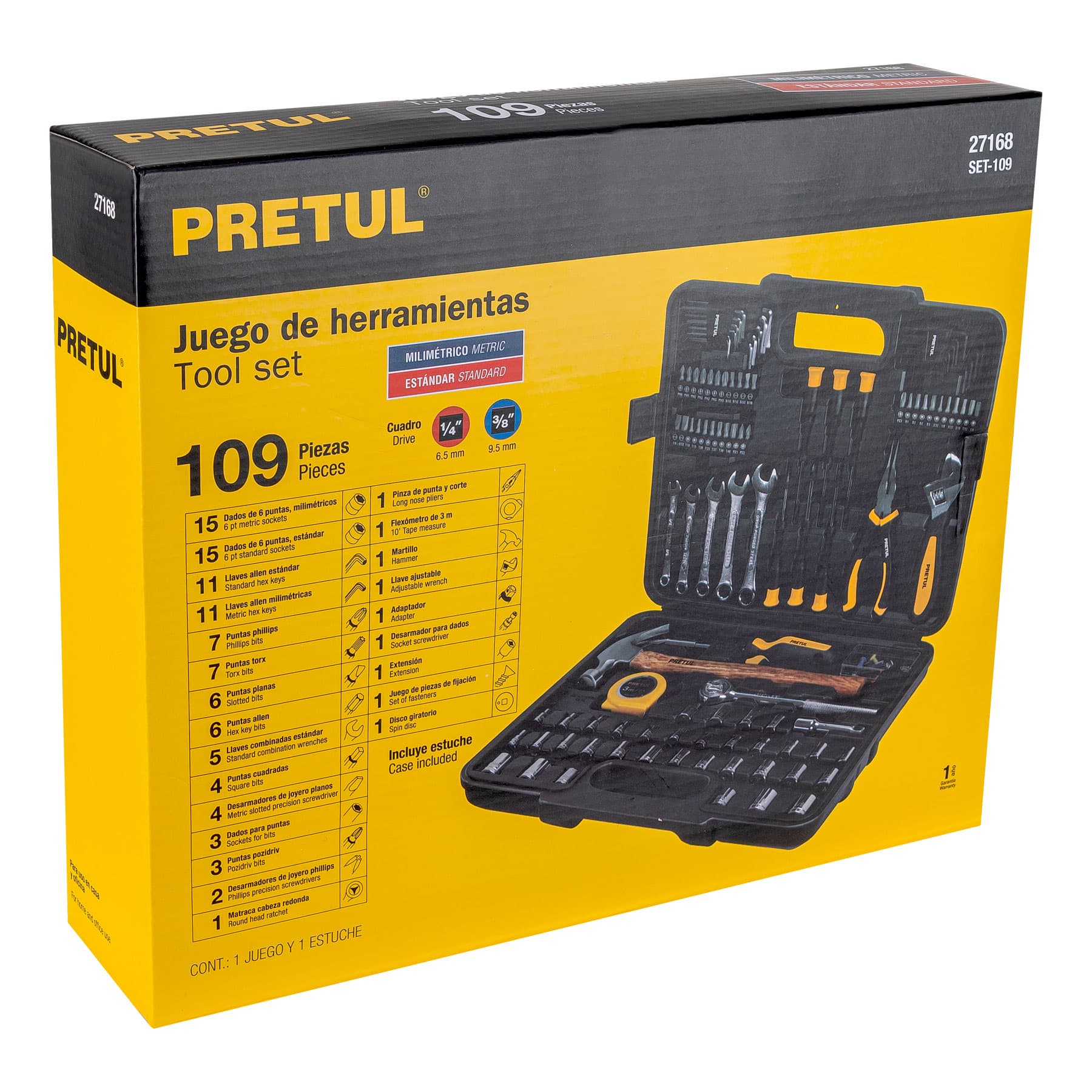 Juego de Herramientas Pretul SET-109 - 109 Piezas con Estuche Organizador