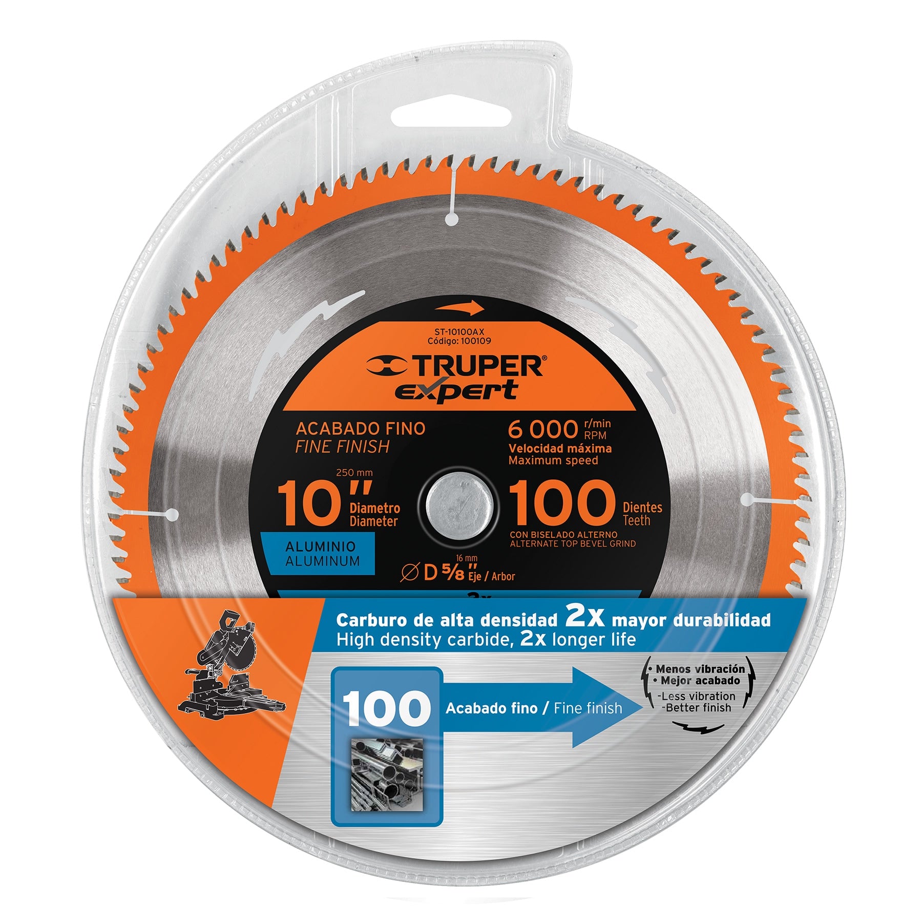 Expert ST-10100AX Disco sierra p/aluminio 10', 100d, centro 5/8',Expert