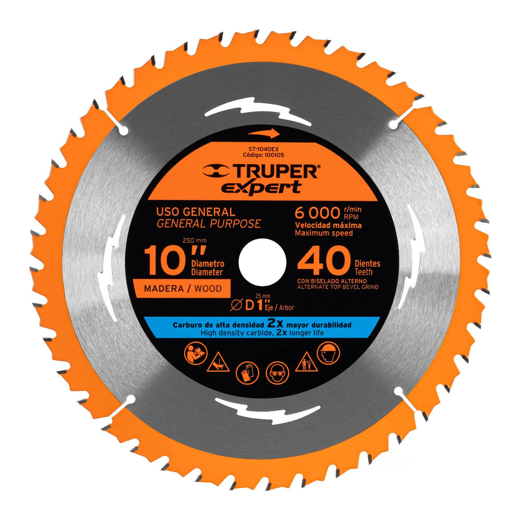 Disco de Sierra 10" para Madera (40 Dientes) - Truper Expert ST-1040EX