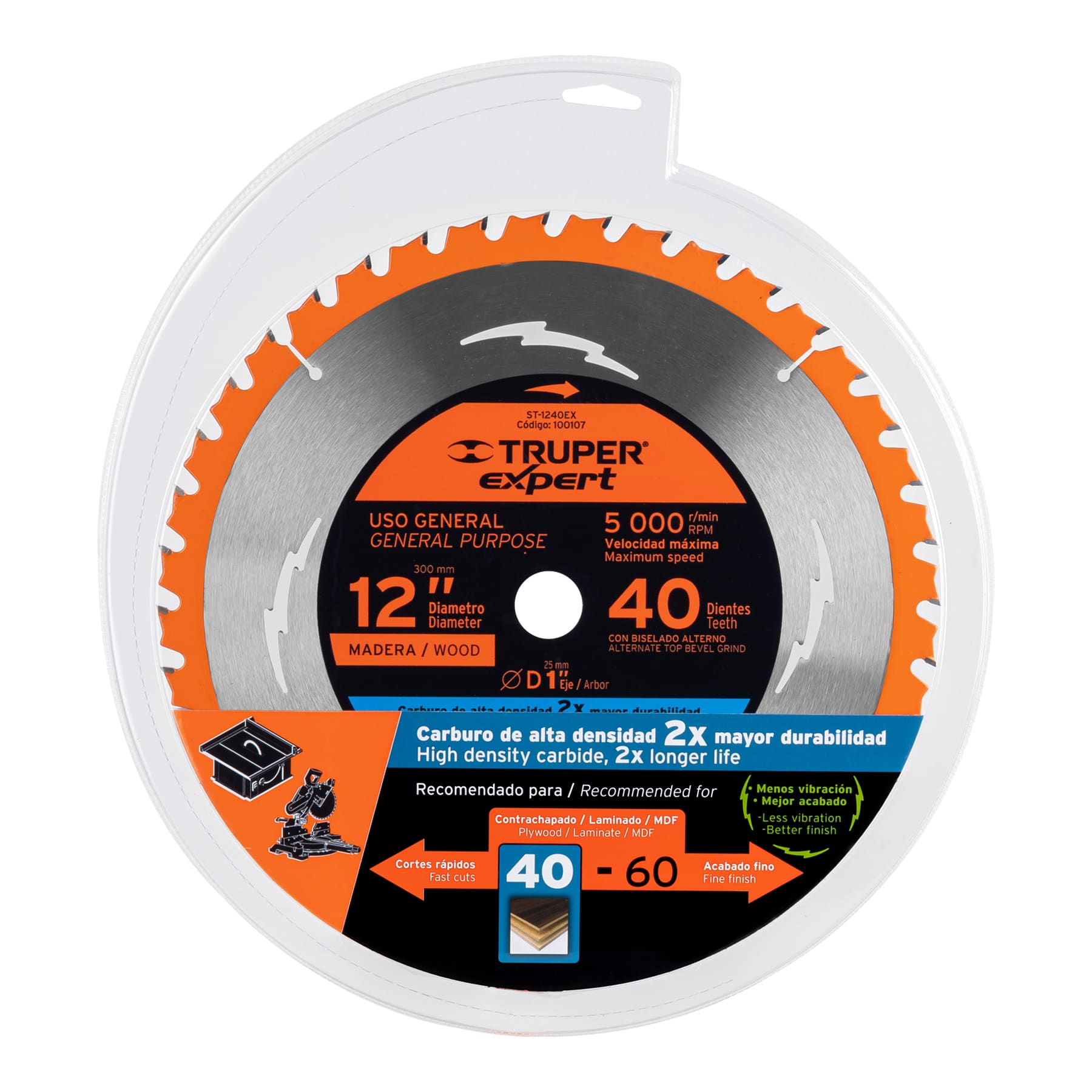 Disco Sierra 12" para Madera 40 Dientes Truper Expert ST-1240EX