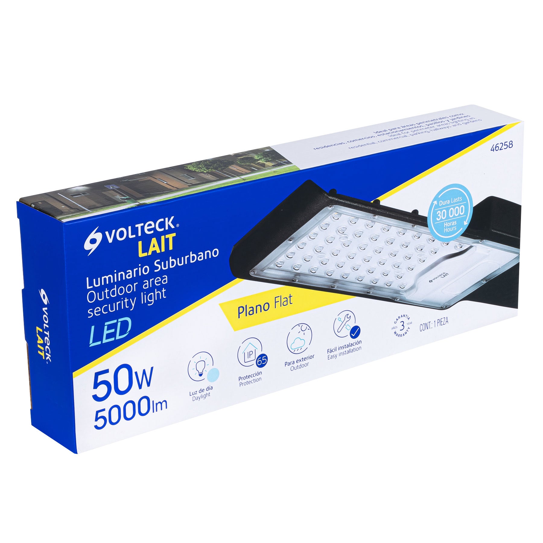 Voltech Led Bulb Volteck SUB-840L Luminario suburbano plano de LED 50 W alta intensidad ...