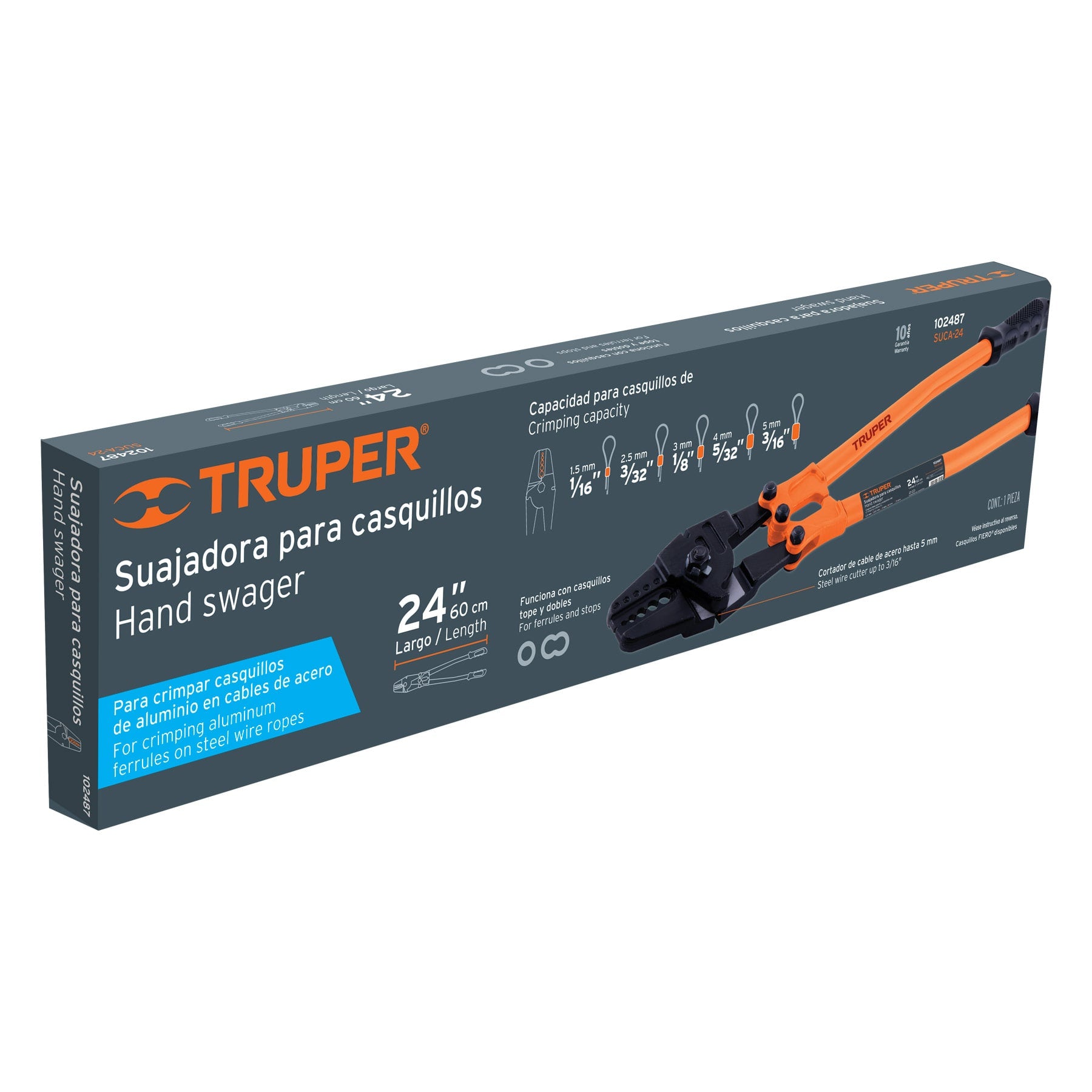 Truper SUCA-24 Suajadora 24" para casquillos con cortador de cable, Truper