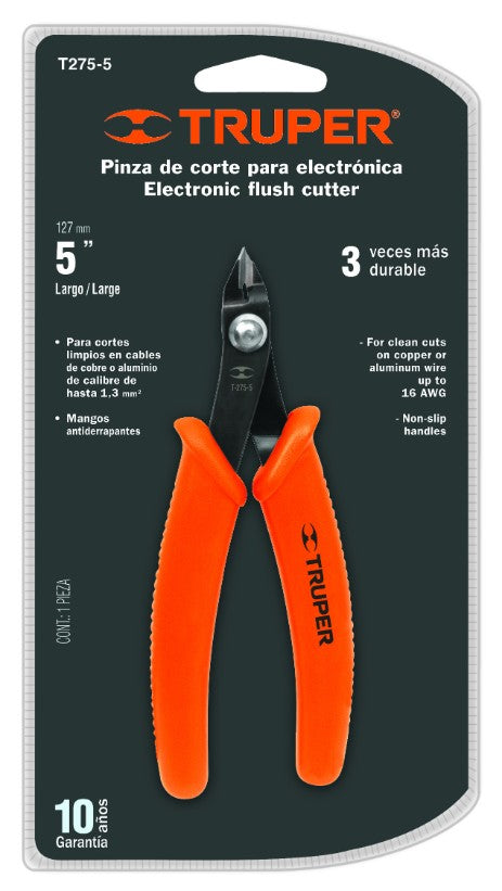 Truper T275-5 Pinza para electrónica, 5', de corte
