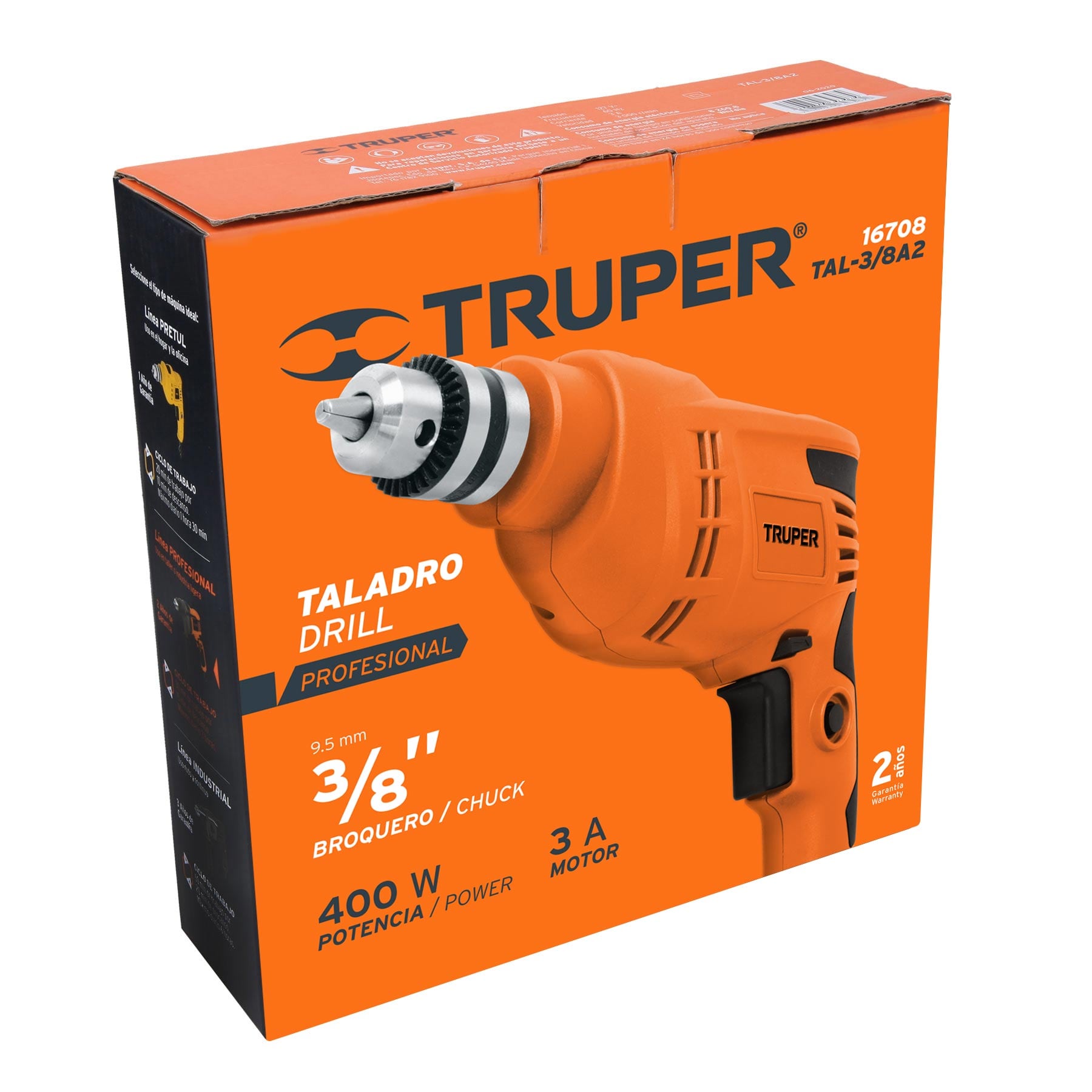 TAL-3/8A2 Taladro 3/8' 400 W, profesional