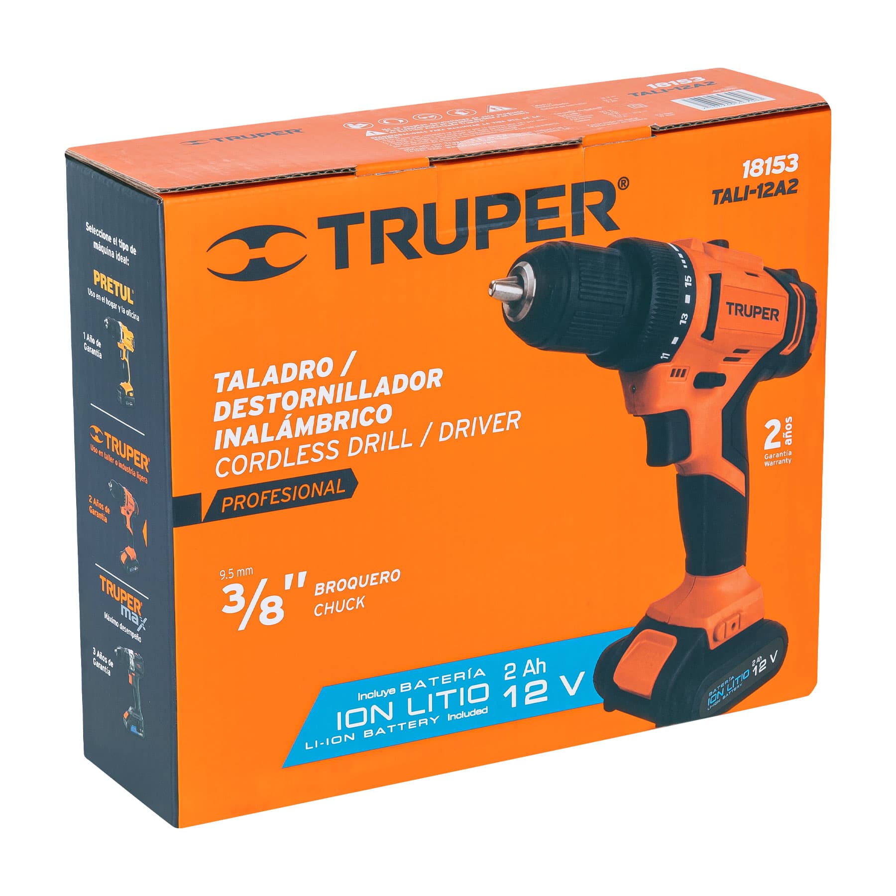 TALI-12A2 Taladro inalámbrico Profesional 3/8', 12 V