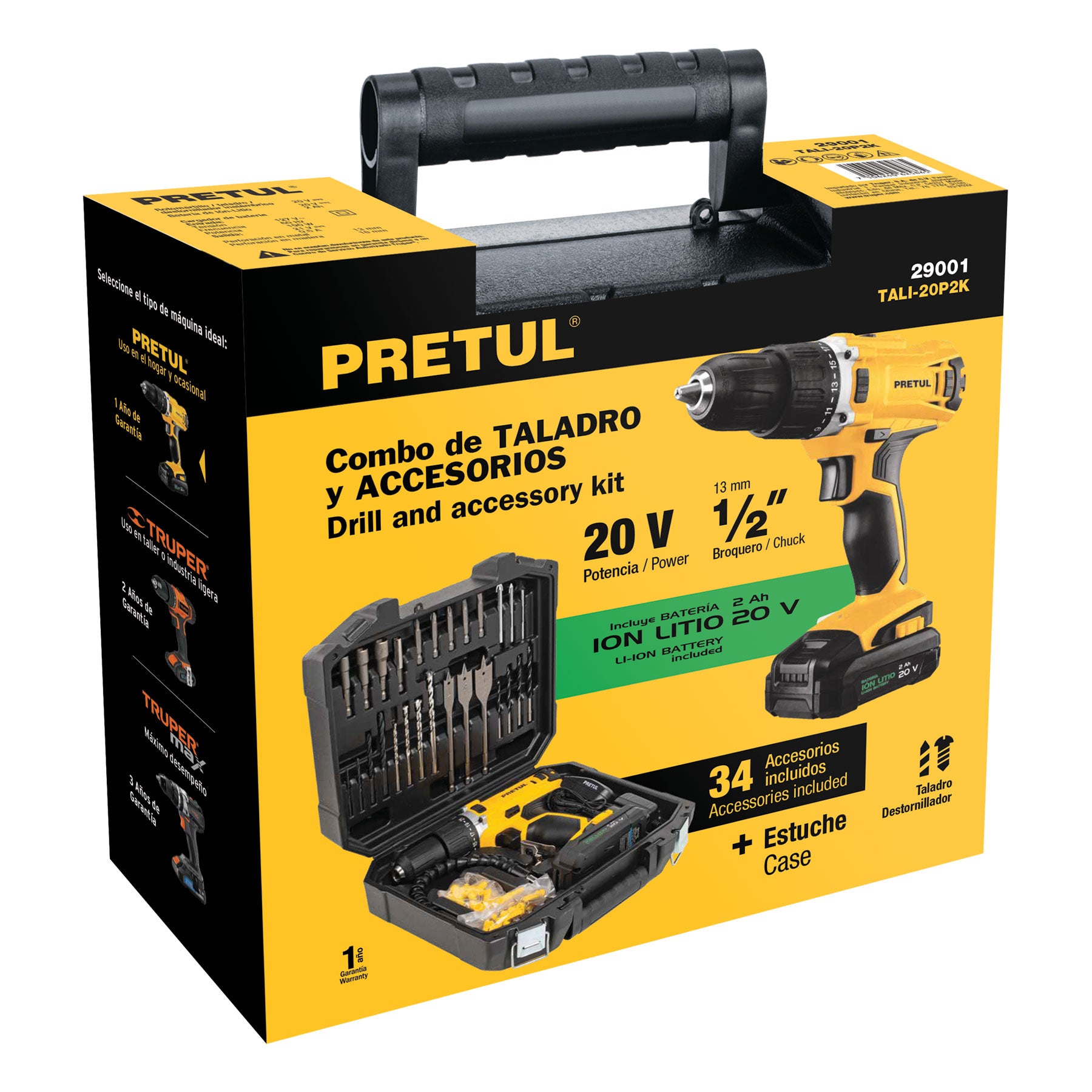 Pretul TALI-20P2K Kit taladro inalámbrico 1/2', 20 V y 32 accesorios
