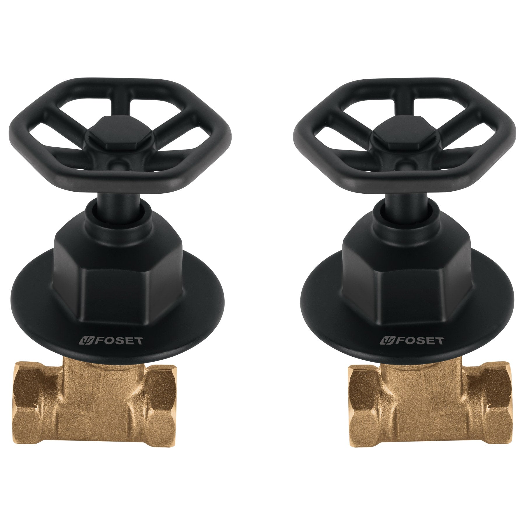 Foset TBE-061M Juego manerales redondos, roscables p/regadera, negro