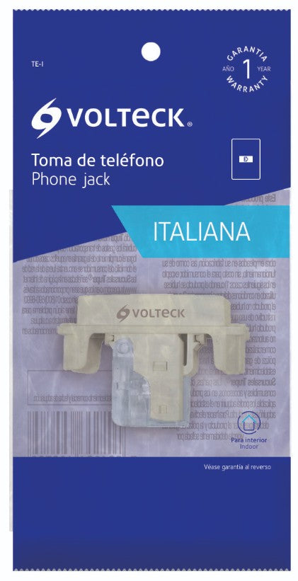 Volteck TE-I Toma de teléfono, línea Italiana, color marfil