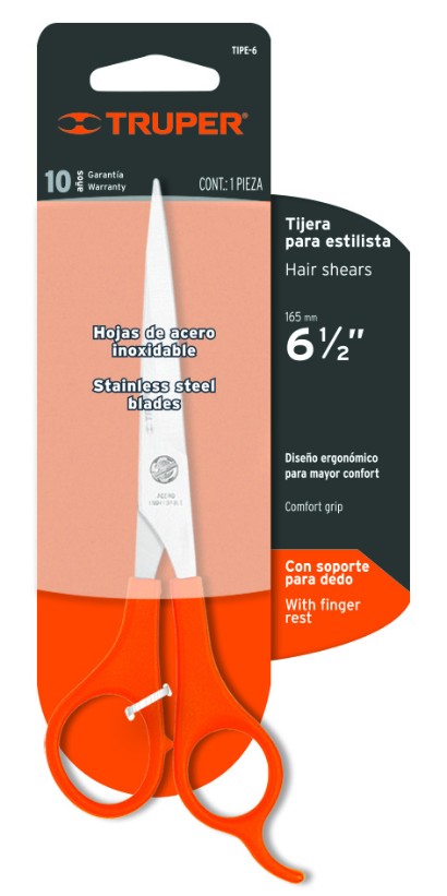 Truper TIOF-6 Tijera para oficina 6-1/2', de acero inoxidable