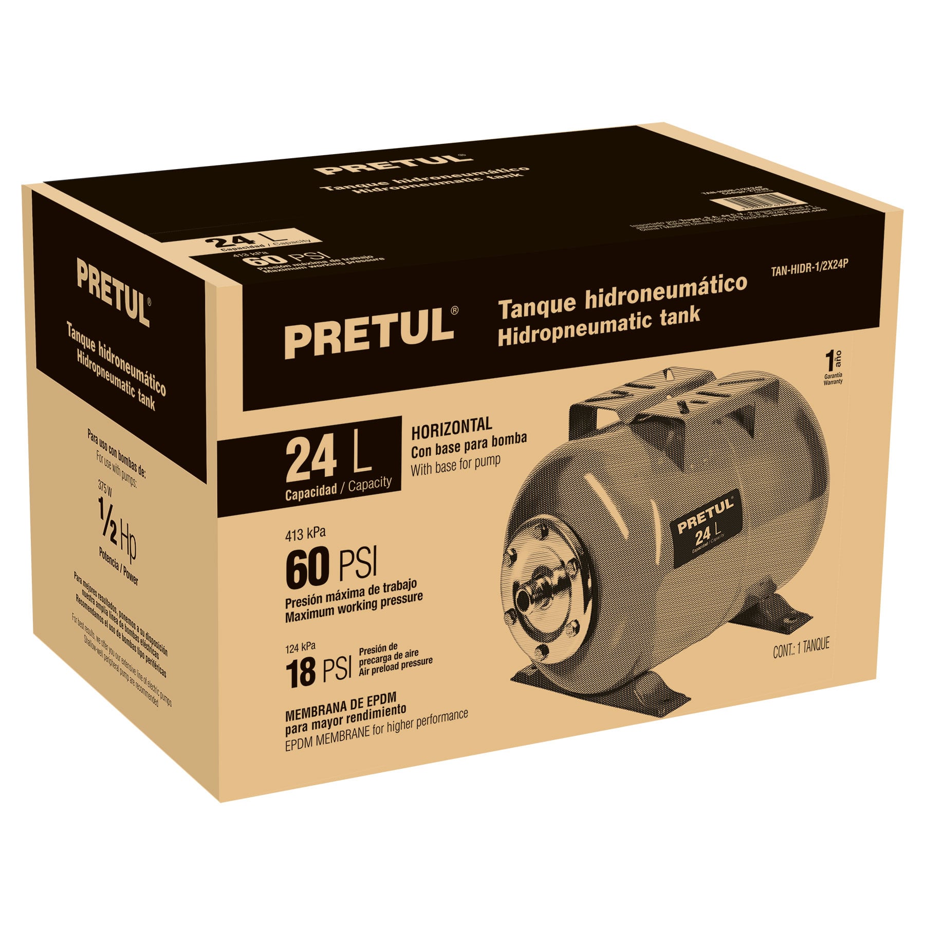 Pretul TN-HN-1/2X24P Tanque para bombas hidroneumáticas HIDR-1/2X24P